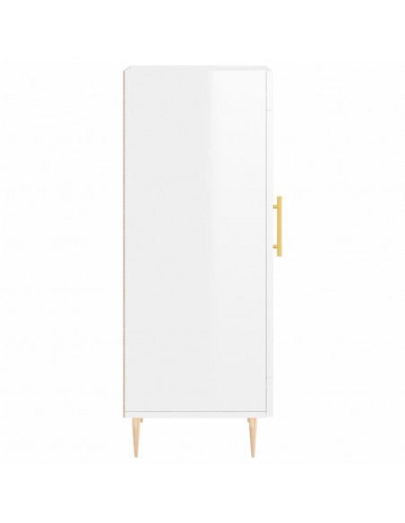 Credenza Bianco Lucido 34,5x34x90 cm in Legno Multistrato