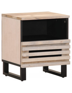 Comodino 40x34x46 cm in Legno Massello di Mango Sbiancato 2