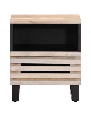 Comodino 40x34x46 cm in Legno Massello di Mango Sbiancato