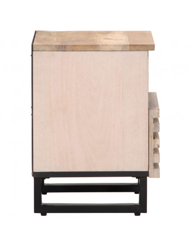 Comodino 40x34x46 cm in Legno Massello di Mango Sbiancato