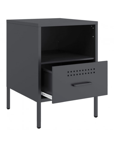 Comodino Antracite 36x39x50,5cm in Acciaio Laminato a Freddo
