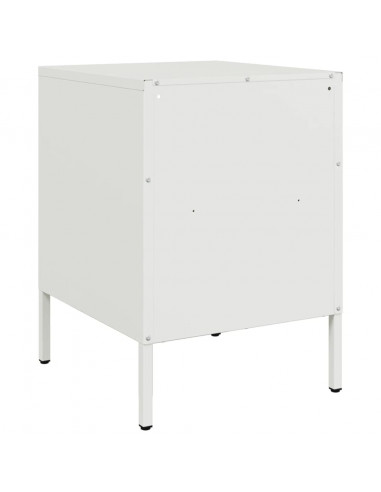Comodino Bianco 36x39x50,5cm in Acciaio Laminato a Freddo