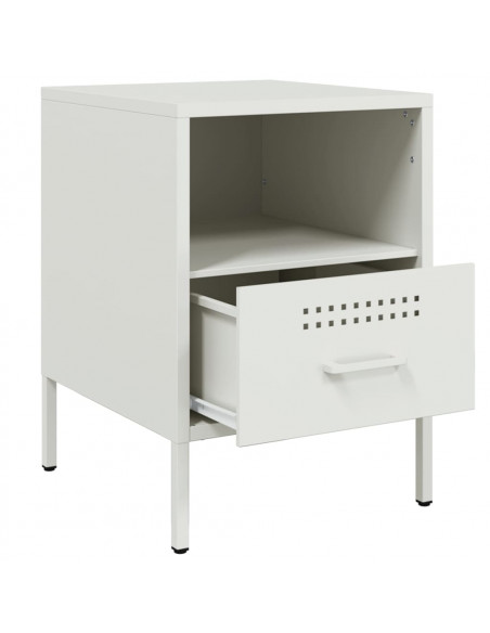 Comodino Bianco 36x39x50,5cm in Acciaio Laminato a Freddo