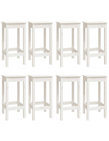 Set da Bar 9 pz Bianco in Legno Massello di Pino