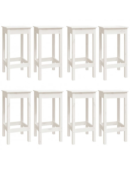 Set da Bar 9 pz Bianco in Legno Massello di Pino