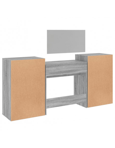 Set da Toeletta 4 pz Grigio Sonoma in Legno Multistrato
