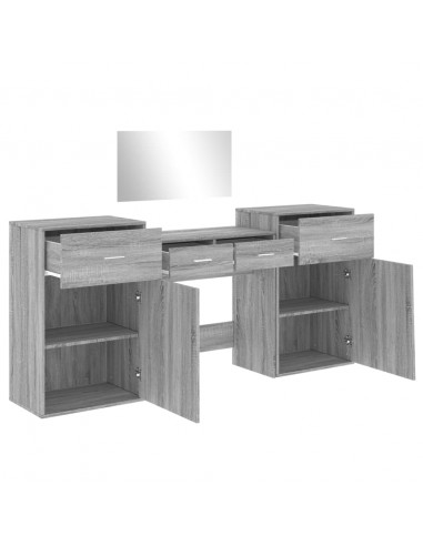 Set da Toeletta 4 pz Grigio Sonoma in Legno Multistrato