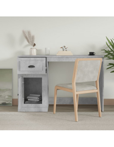 Scrivania Cassetto Grigio Cemento 115x50x75cm Legno Multistrato