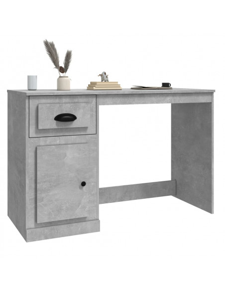 Scrivania Cassetto Grigio Cemento 115x50x75cm Legno Multistrato