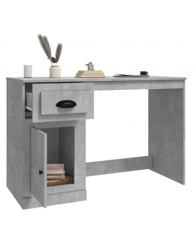 Scrivania Cassetto Grigio Cemento 115x50x75cm Legno Multistrato