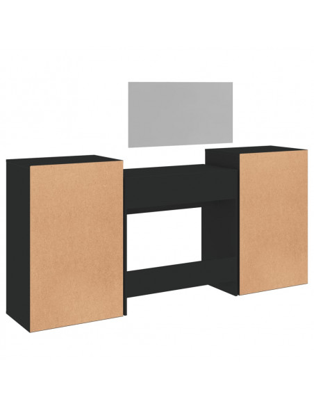 Set da Toeletta 4 pz Nero in Legno Multistrato