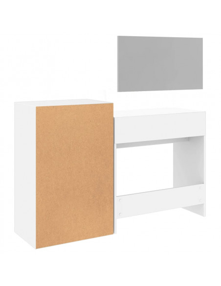 Set da Toeletta 3 pz Bianco in Legno Multistrato