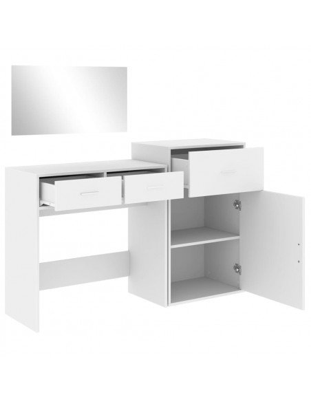 Set da Toeletta 3 pz Bianco in Legno Multistrato
