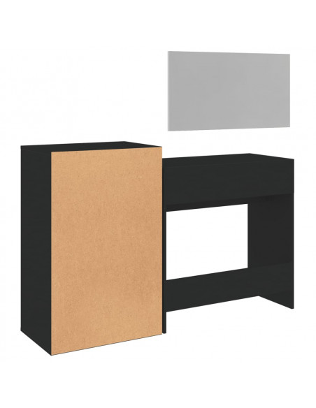 Set da Toeletta 3 pz Nero in Legno Multistrato