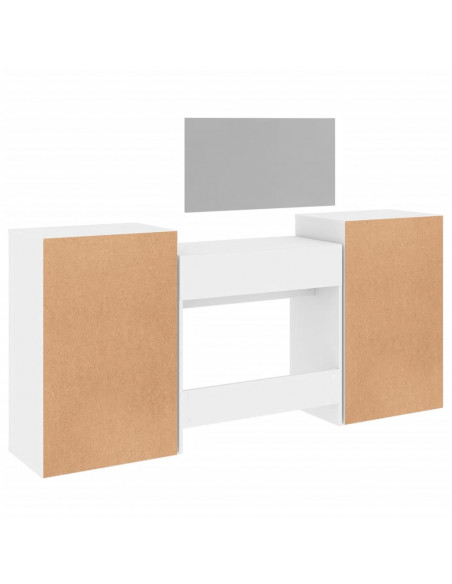 Set da Toeletta 4 pz Bianco in Legno Multistrato