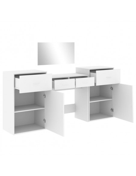 Set da Toeletta 4 pz Bianco in Legno Multistrato