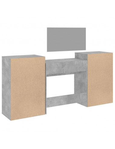 Set da Toeletta 4 pz Grigio Cemento in Legno Multistrato