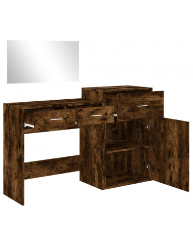 Set da Toeletta 3 pz Rovere Fumo in Legno Multistrato