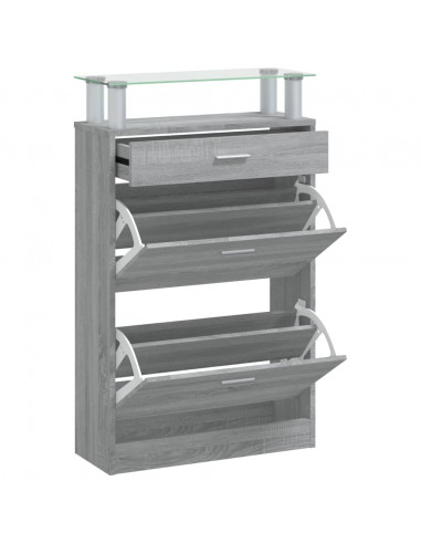 Scarpiera Grigio Sonoma 63x24x104 cm in Legno Multistrato