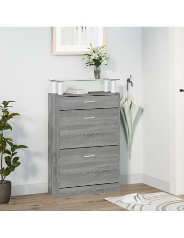 Scarpiera Grigio Sonoma 63x24x104 cm in Legno Multistrato