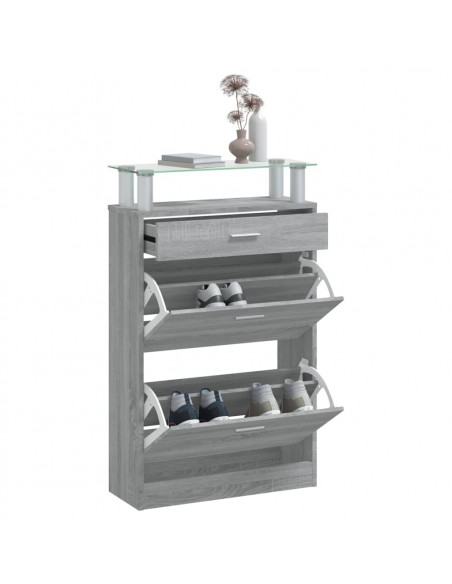 Scarpiera Grigio Sonoma 63x24x104 cm in Legno Multistrato