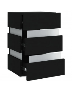 Comodino con Luci LED Nero 45x35x67 cm in Legno Multistrato 2