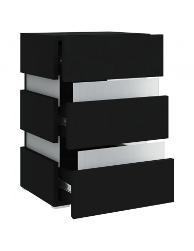 Comodino con Luci LED Nero 45x35x67 cm in Legno Multistrato