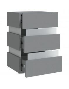 Comodino con Luci LED Grigio 45x35x67 cm in Legno Multistrato 2