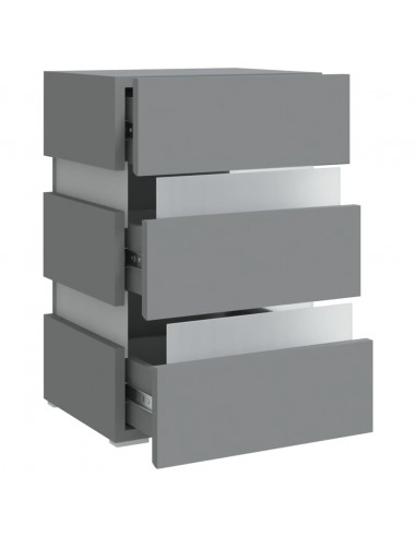 Comodino con Luci LED Grigio 45x35x67 cm in Legno Multistrato