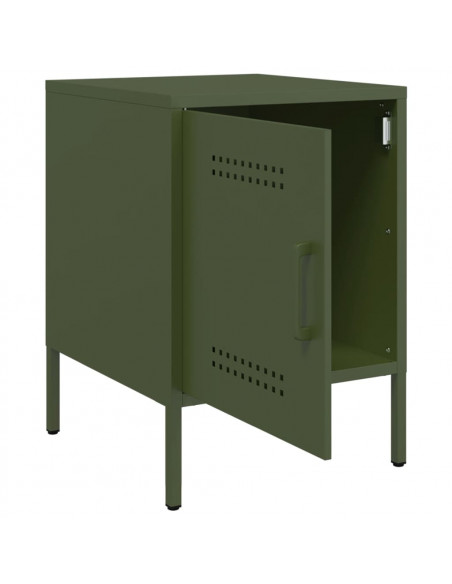 Comodino Verde Oliva 36x39x50,5 cm in Acciaio