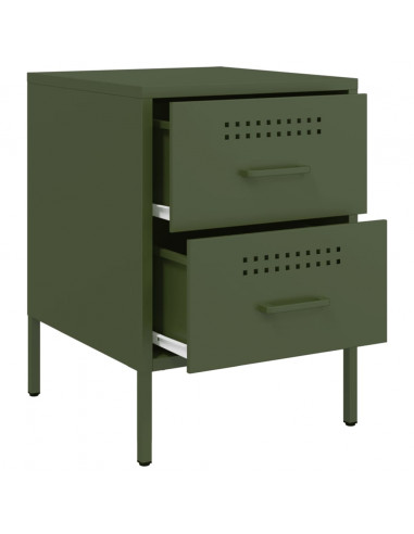 Comodino Verde Oliva 36x39x50,5 cm in Acciaio