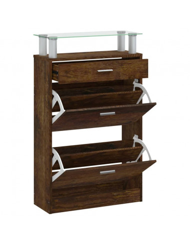 Scarpiera Rovere Fumo 63x24x104 cm in Legno Multistrato