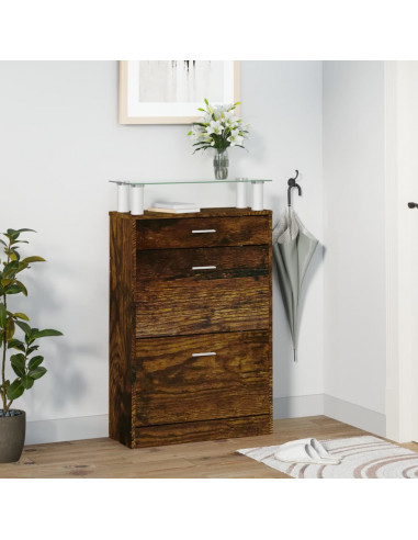 Scarpiera Rovere Fumo 63x24x104 cm in Legno Multistrato