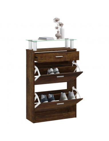 Scarpiera Rovere Fumo 63x24x104 cm in Legno Multistrato