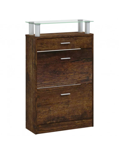 Scarpiera Rovere Fumo 63x24x104 cm in Legno Multistrato