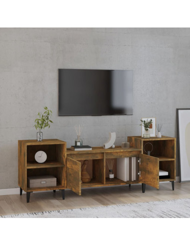 Mobile TV Rovere Fumo 160x35x55 cm in Legno Multistrato