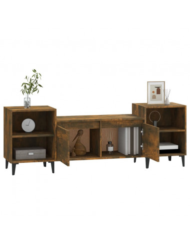Mobile TV Rovere Fumo 160x35x55 cm in Legno Multistrato