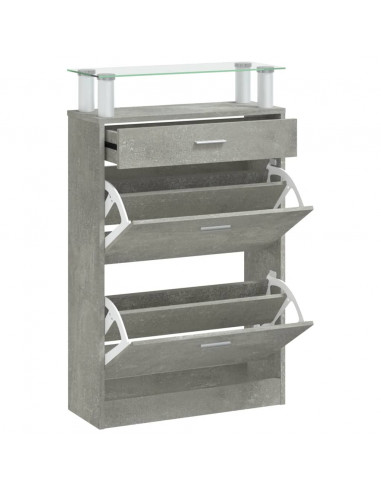 Scarpiera Grigio Cemento 63x24x104 cm in Legno Multistrato