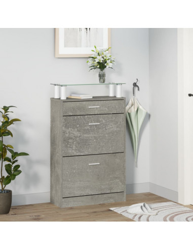 Scarpiera Grigio Cemento 63x24x104 cm in Legno Multistrato