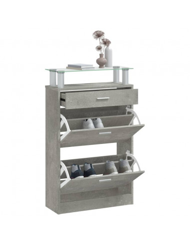 Scarpiera Grigio Cemento 63x24x104 cm in Legno Multistrato