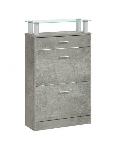 Scarpiera Grigio Cemento 63x24x104 cm in Legno Multistrato