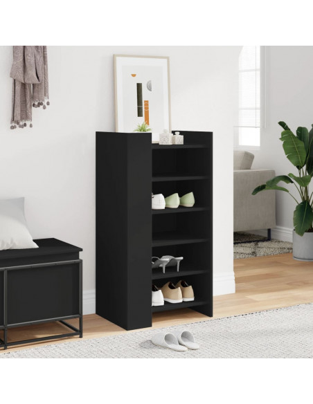 Scarpiera Nera 52x37,5x100 cm in Legno Multistrato