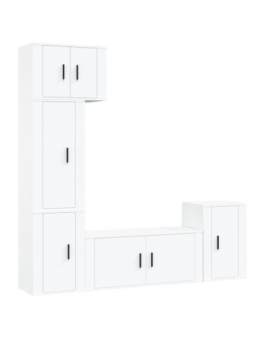 Set di Mobili Porta TV 5 pz Bianco in Legno Multistrato