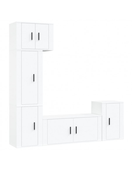 Set di Mobili Porta TV 5 pz Bianco in Legno Multistrato