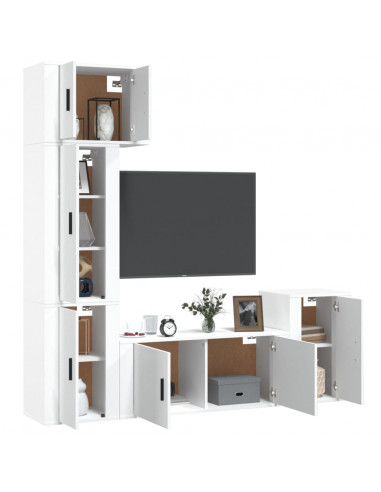 Set di Mobili Porta TV 5 pz Bianco in Legno Multistrato