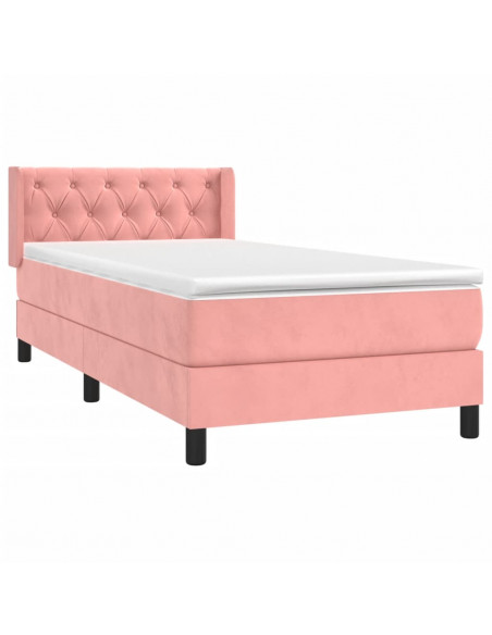 Giroletto a Molle con Materasso Rosa 80x200 cm in Velluto