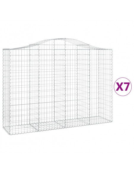 Cesti Gabbioni ad Arco 7 pz 200x50x140/160 cm Ferro Zincato