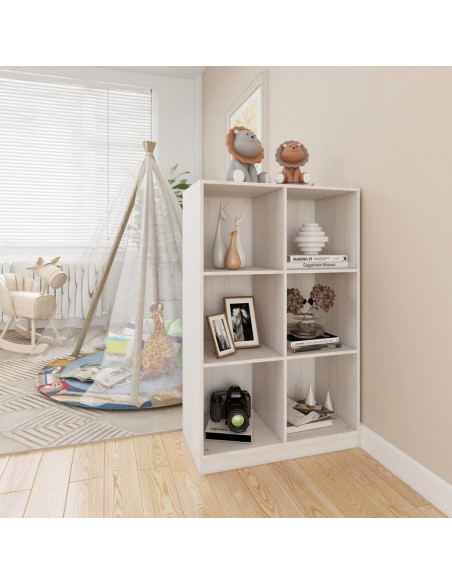 Libreria Bianca 70x33x110 cm in Legno Massello di Pino