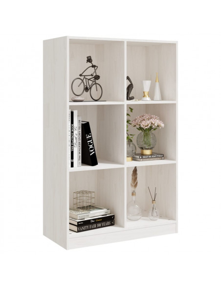 Libreria Bianca 70x33x110 cm in Legno Massello di Pino