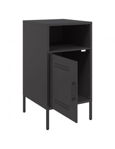 Comodino Nero 36x39x68cm in Acciaio Laminato a Freddo